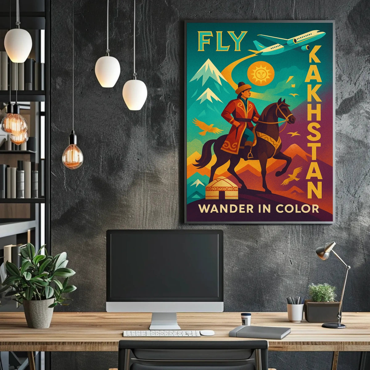 Fly Kazakhstan Wander In Color Poster