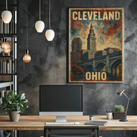 Cleveland, Ohio Vintage Cityscape Poster