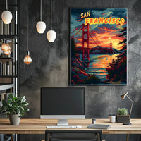 Sunset Over the Golden Gate Poster