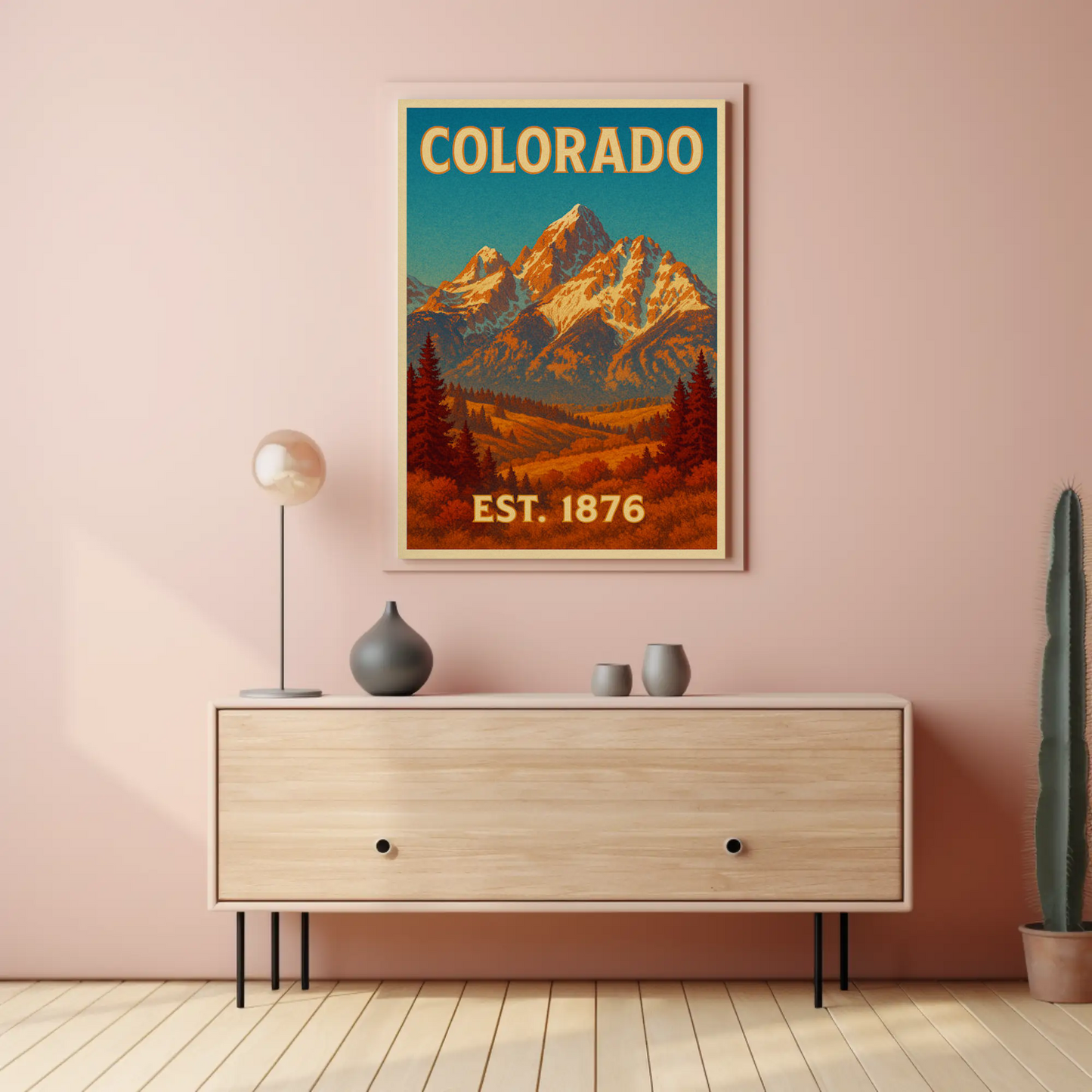 Colorado Rocky Mountains Sunset Est 1876 Travel Poster