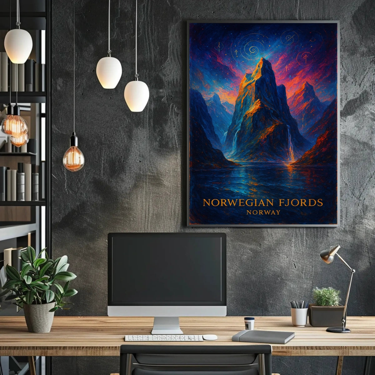 Majestic Norwegian Fjords Surreal Art Poster Print