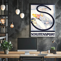 SCHLITTENSPORT Vintage Winter Sports Adventure Art Poster PosterGoat