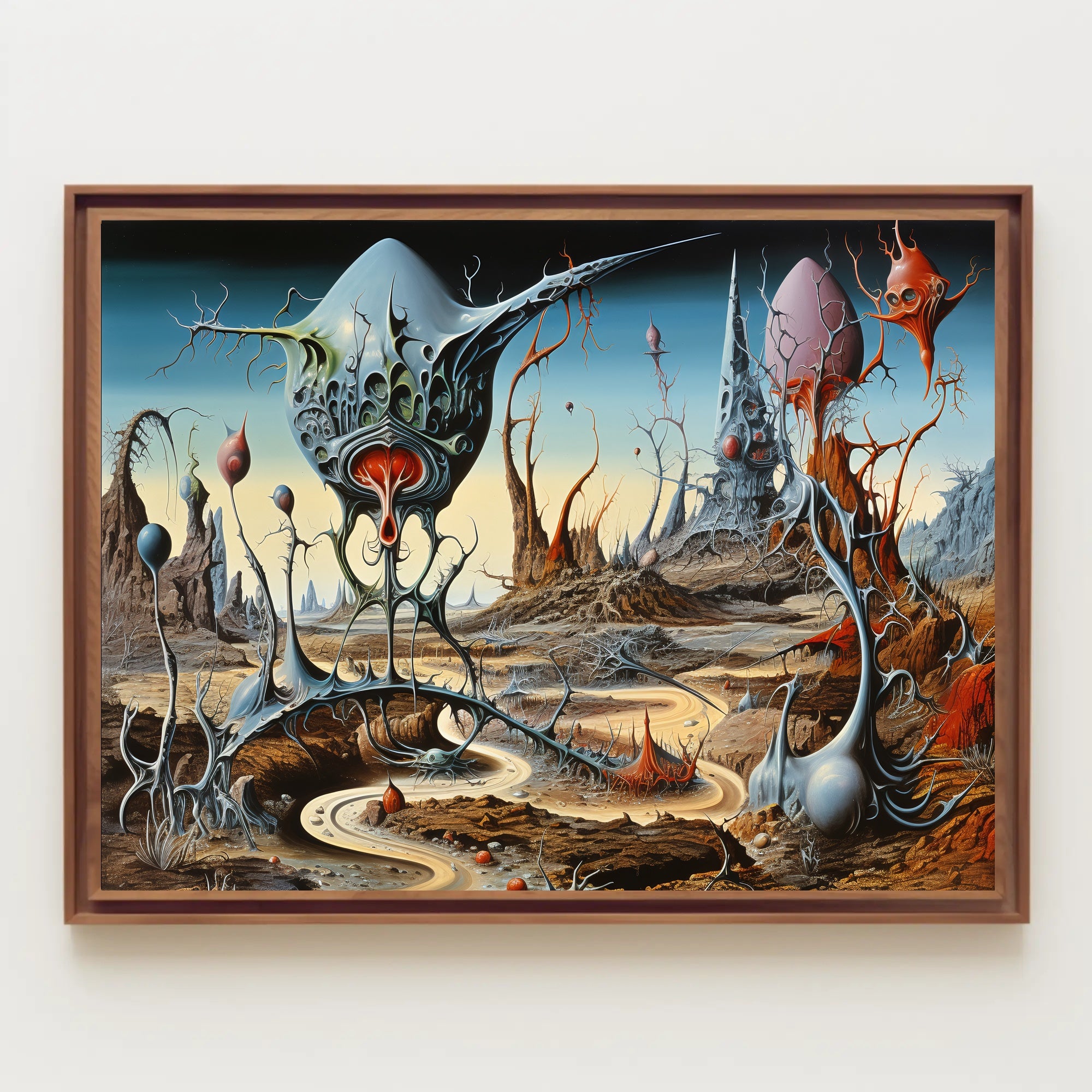 Surreal Alien Landscape with Futuristic Sci-Fi Poster