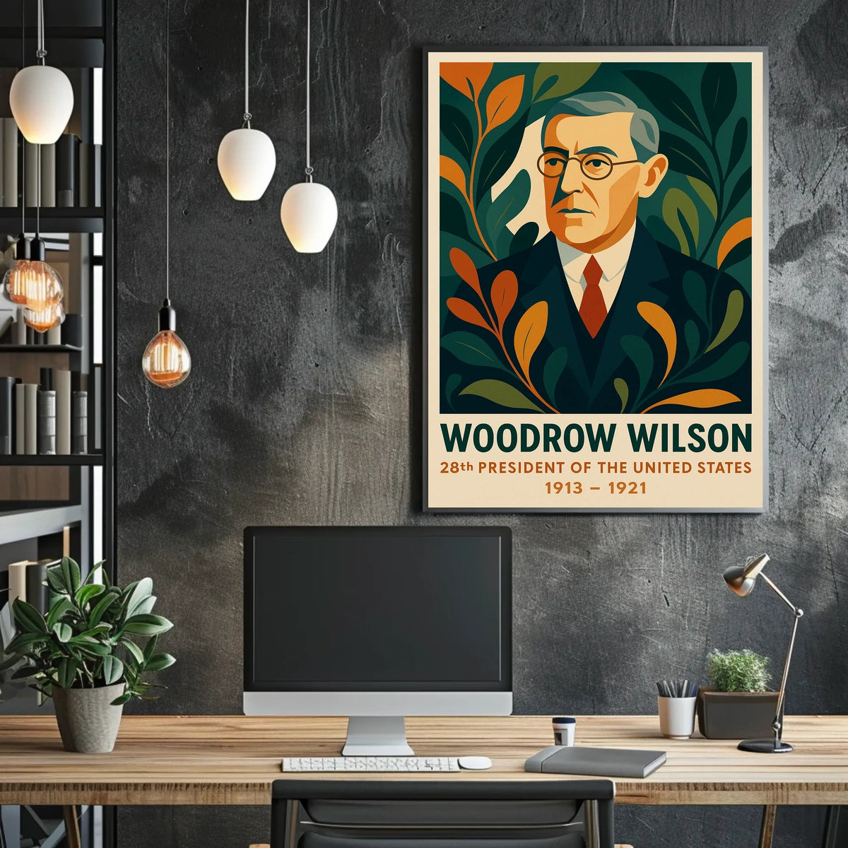 Woodrow Wilson Vintage Patriotic Graphic Art Poster