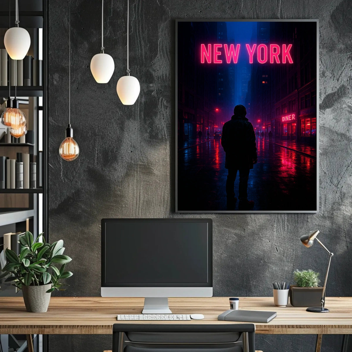 Neon Nights In New York Poster