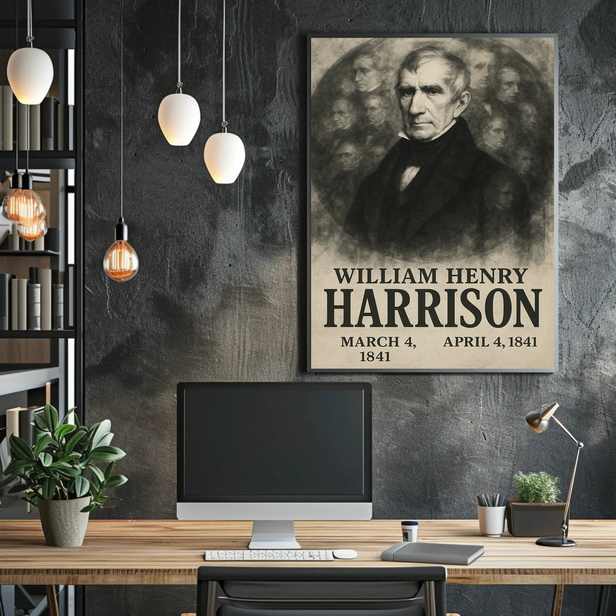 William Henry Harrison 9th President of the United States Double Exposure Poster