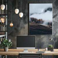 Misty Autumn Mountain Landscape Photorealistic Art Print