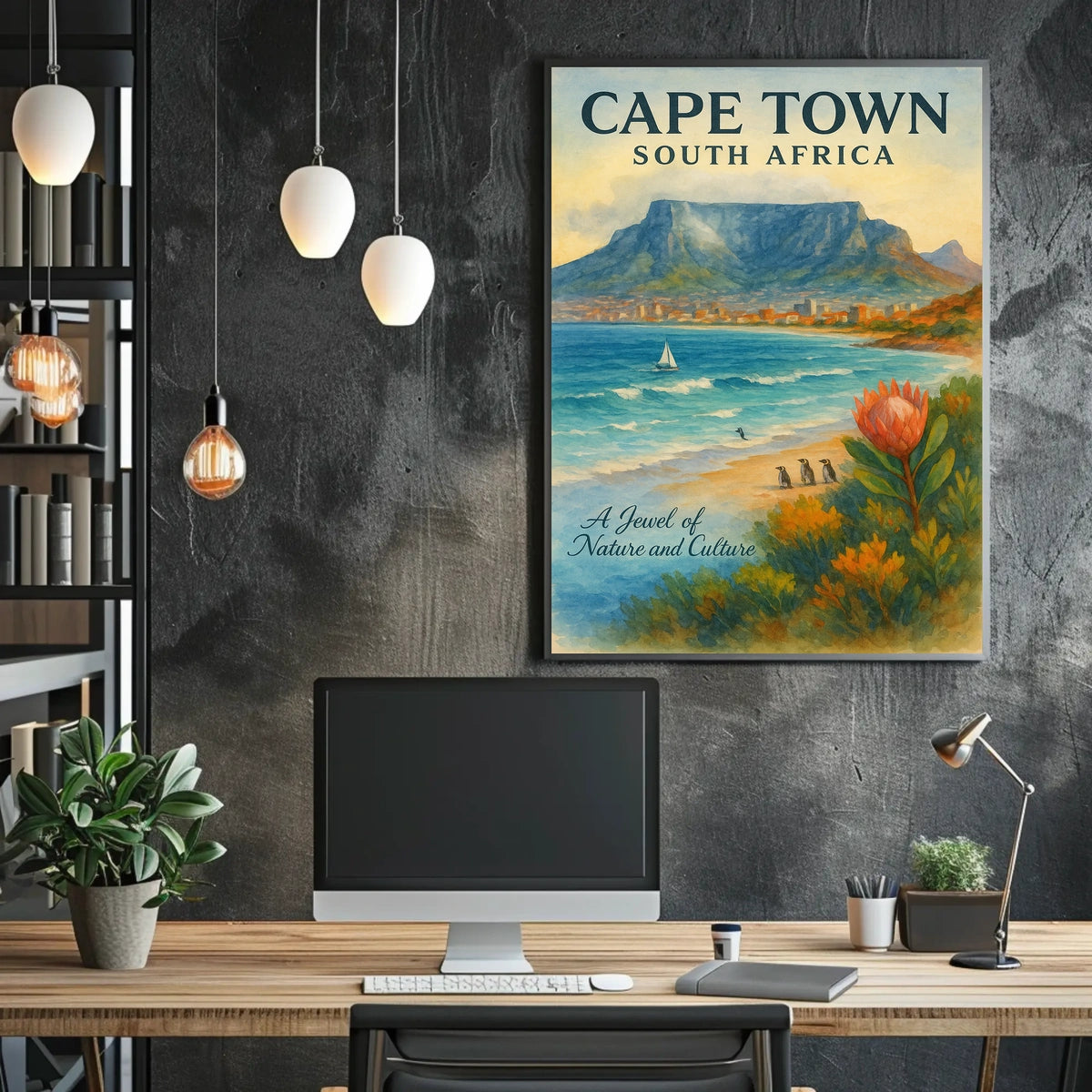Cape Town Tranquility: Watercolor Art Poster Print