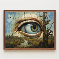 Surrealist Eye in Dystopian Post-Apocalyptic Landscape Poster