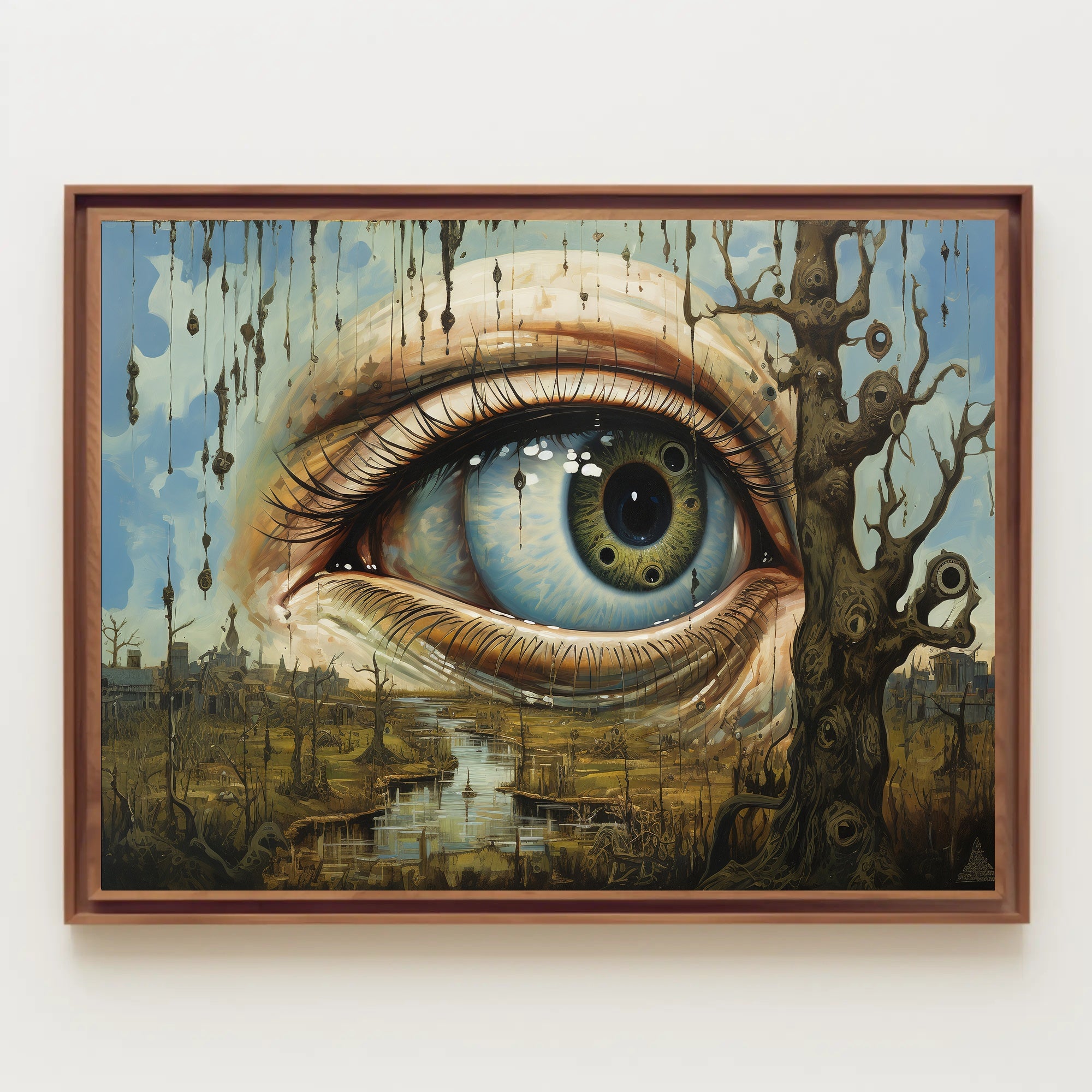 Surrealist Eye in Dystopian Post-Apocalyptic Landscape Poster