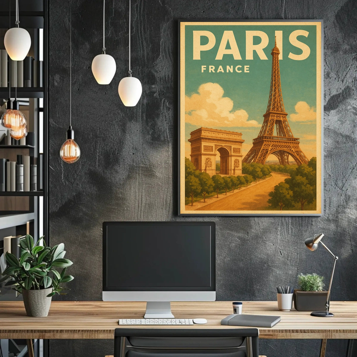 Paris, France Iconic Landmarks Poster