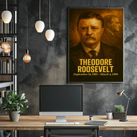 Theodore Roosevelt Poster Vintage Analog Film Aesthetic Presidential Portrait Wall Art Historical Print