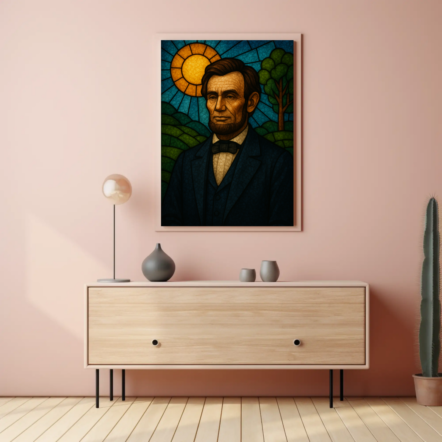 Abraham Lincoln Stained Glass Portrait Poster