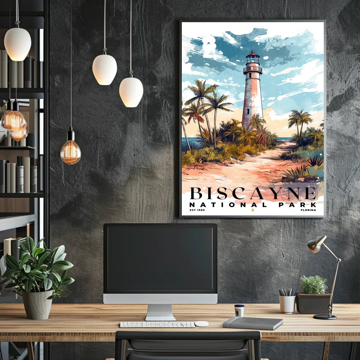 Biscayne Watercolor Wall Art Poster