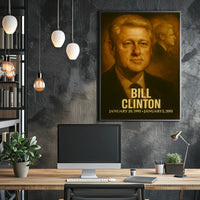 Bill Clinton Poster Vintage Analog Film Aesthetic Presidential Portrait Wall Art Print USA History
