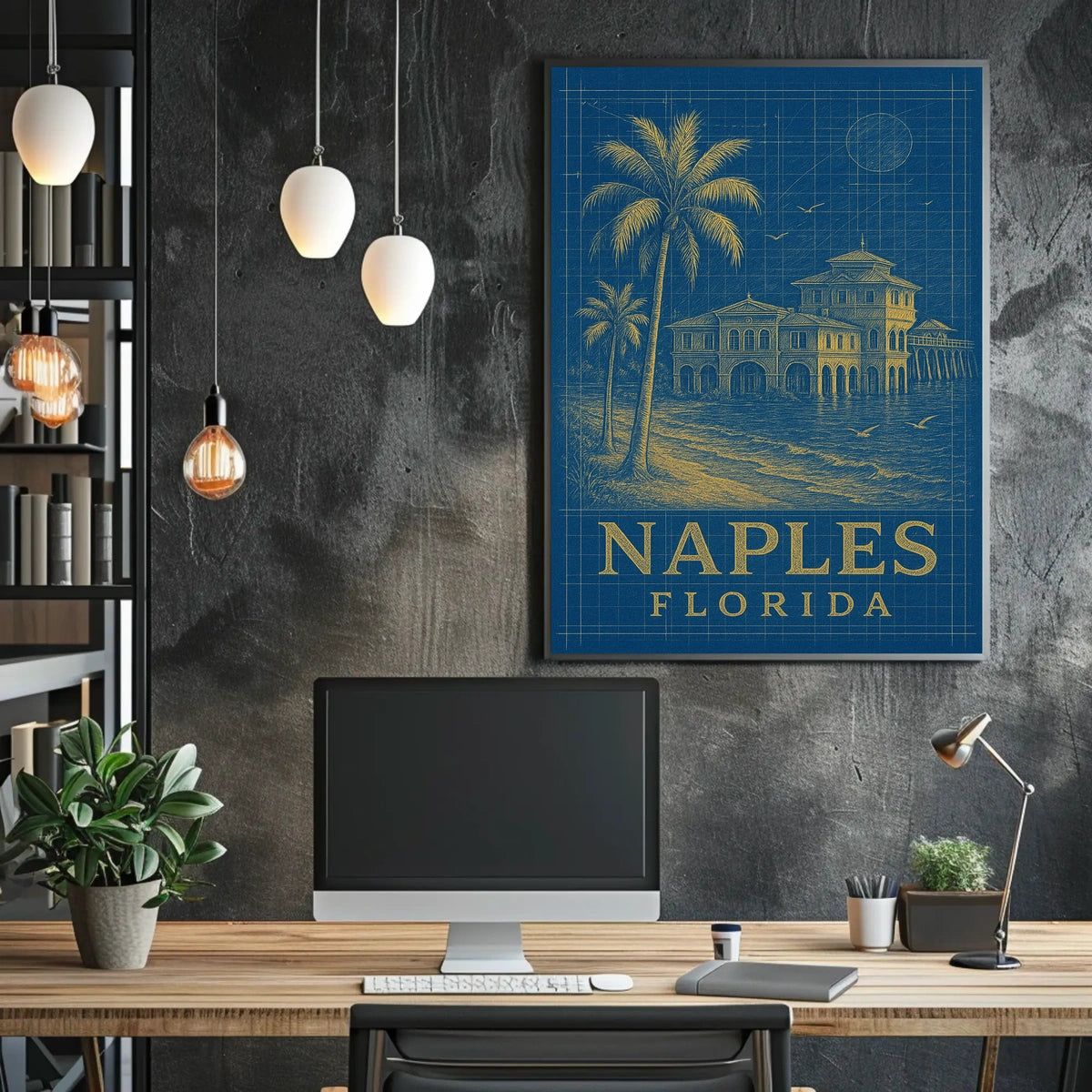 Naples Florida Poster Palm Trees Beach Vibe Wall Art