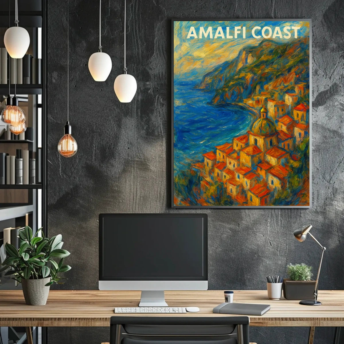 Amalfi Coast Poster Art Print for Coastal Home Decor