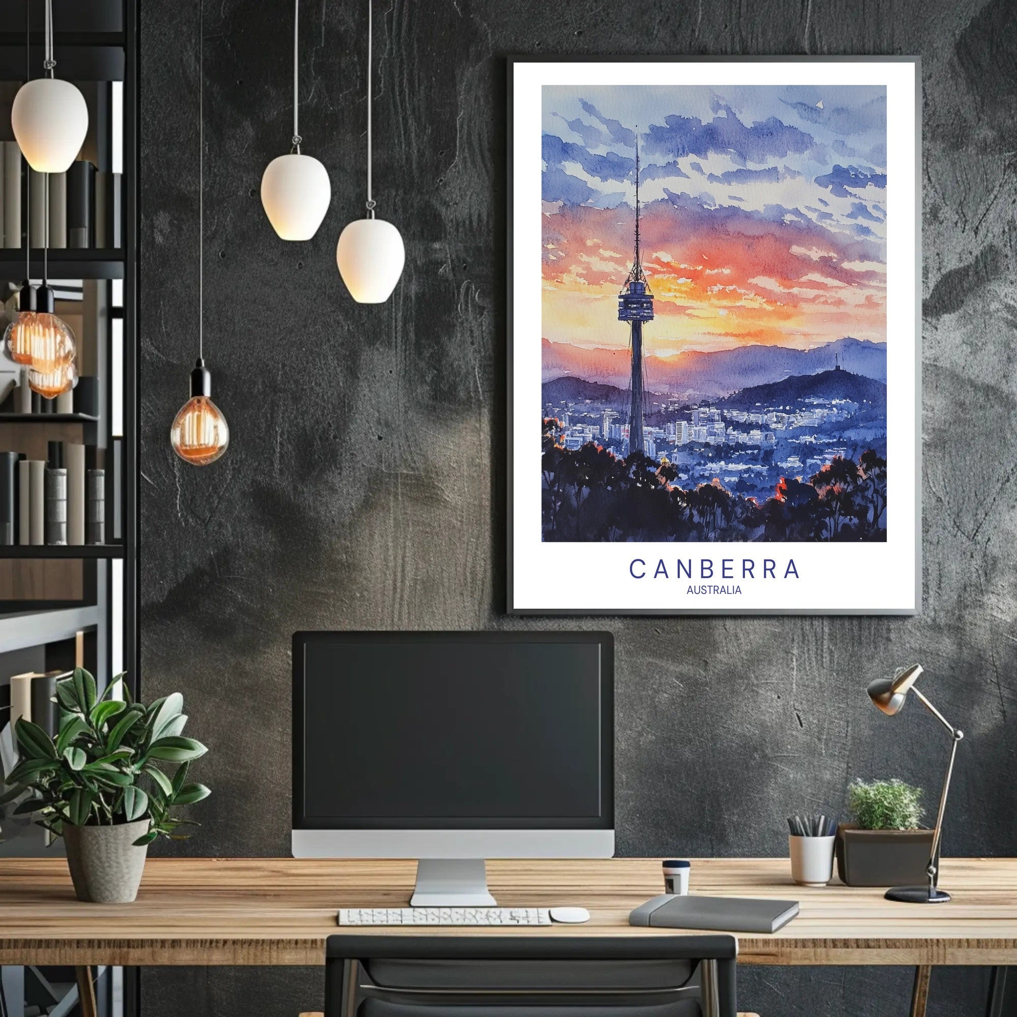 Canberra Sunset Skyline Poster PosterGoat