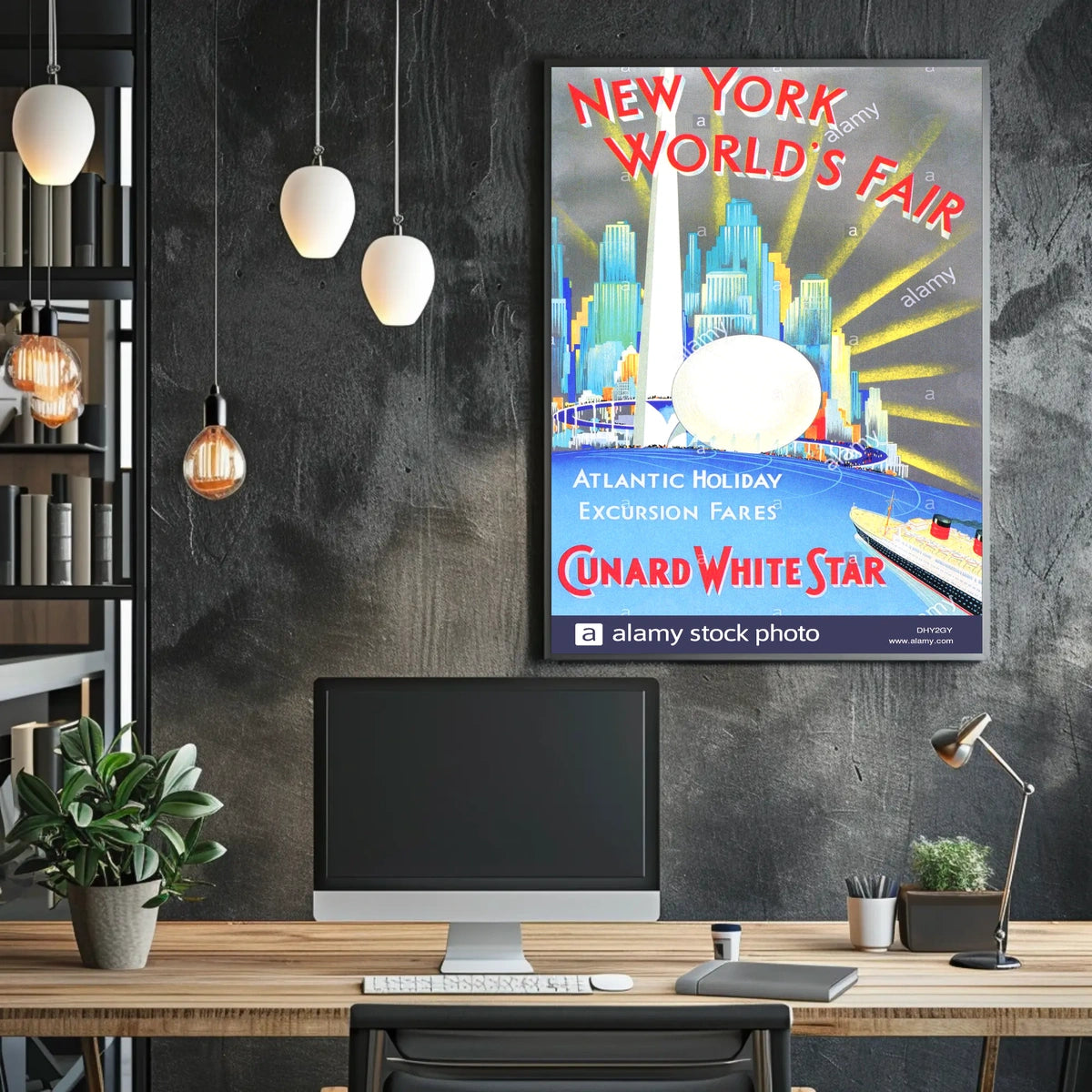New York Worlds Fair Travel Poster Abstract Wall Art Retro