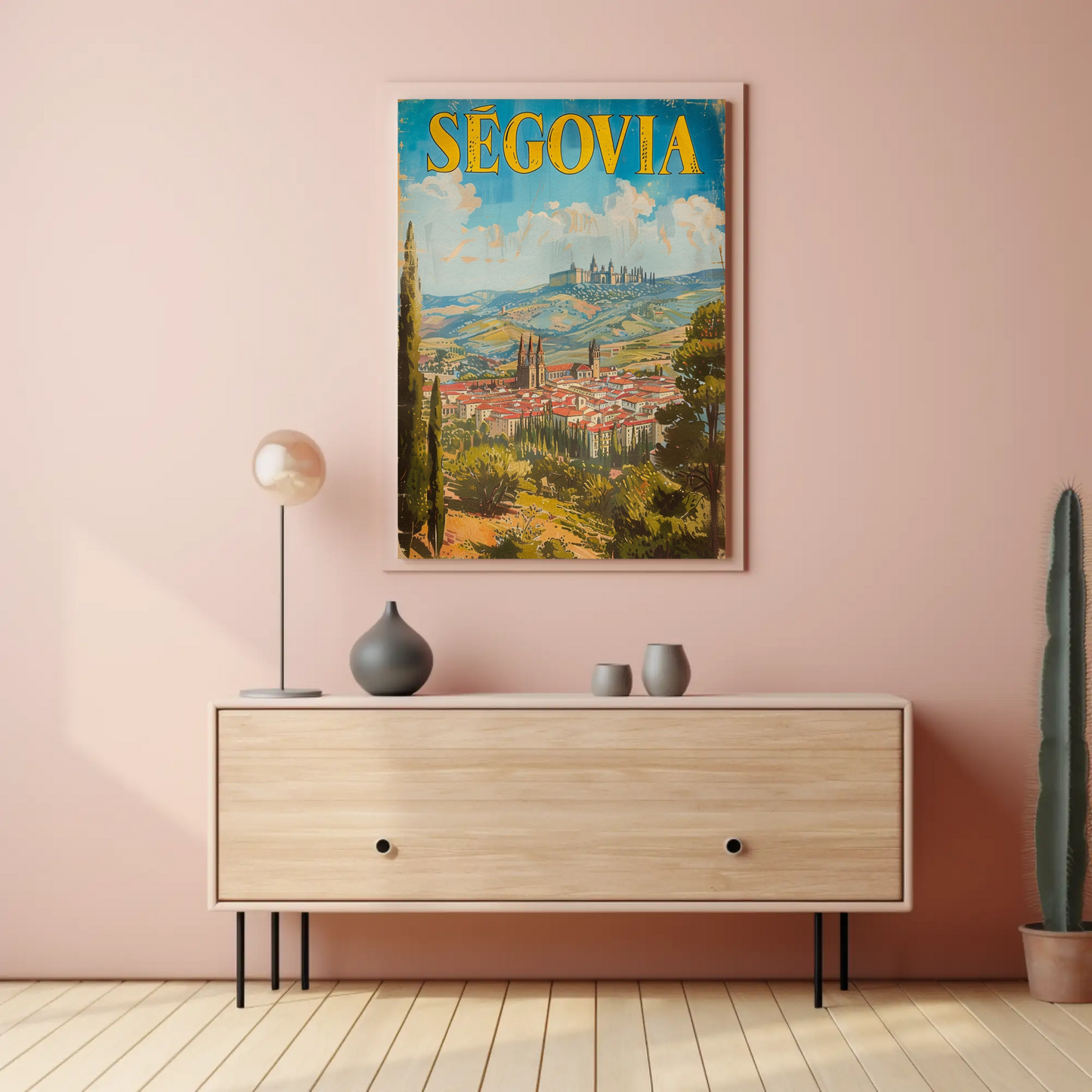 Segovia Historic Hillside Castle Town Travel Poster