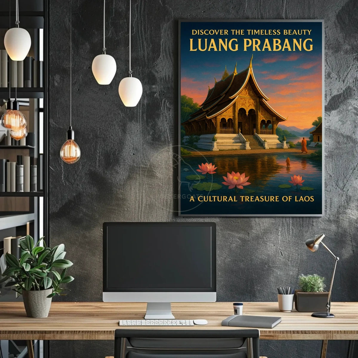 Luang Prabang Cultural Treasure Photorealistic Travel Poster