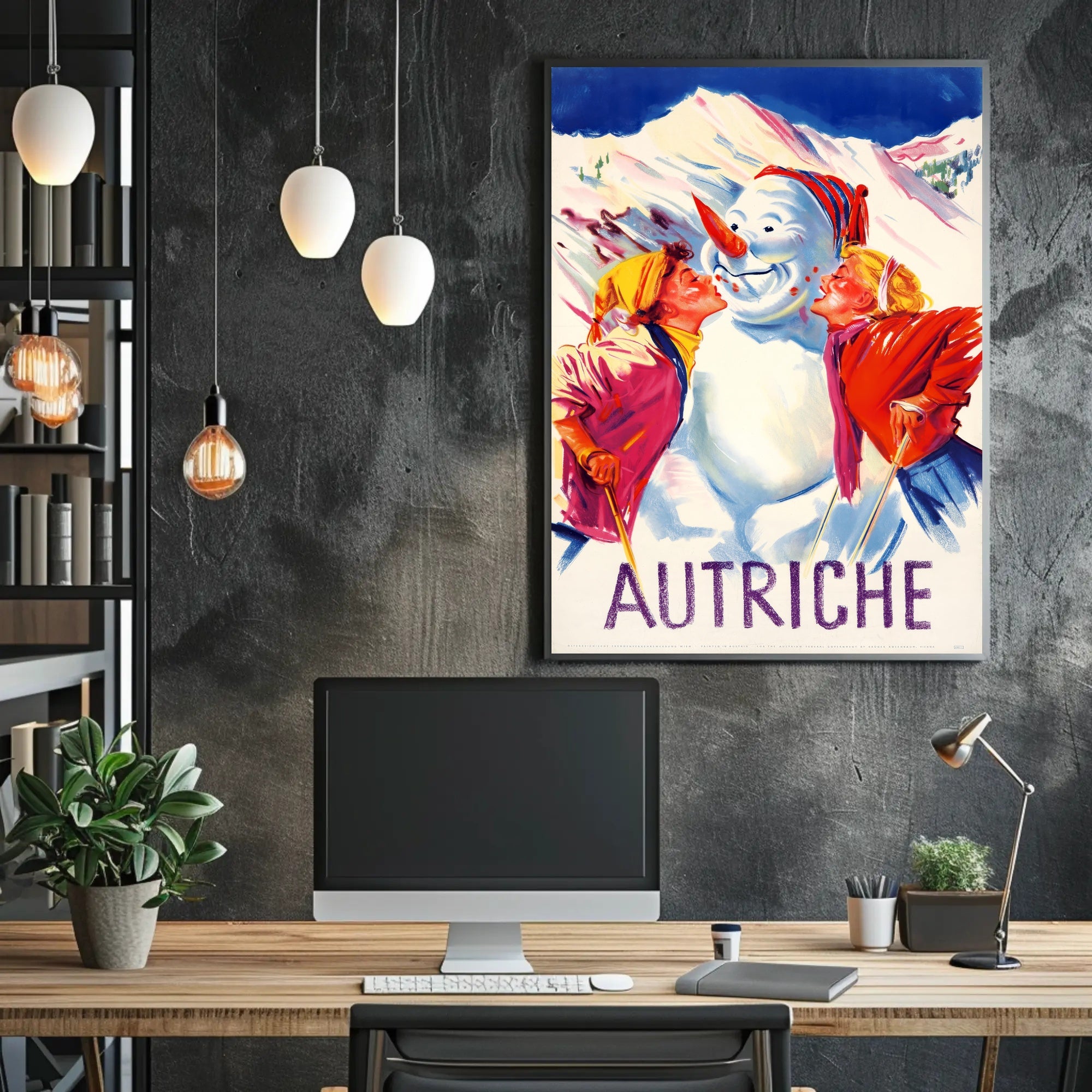 Vibrant Vintage Austrian Winter Scene Travel Poster PosterGoat