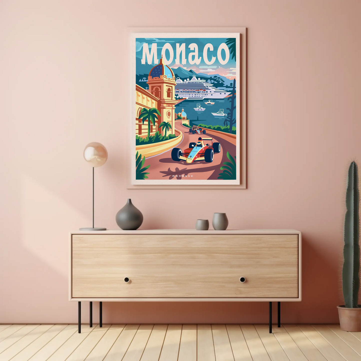 Monaco Grand Prix Coastline Drive Travel Poster