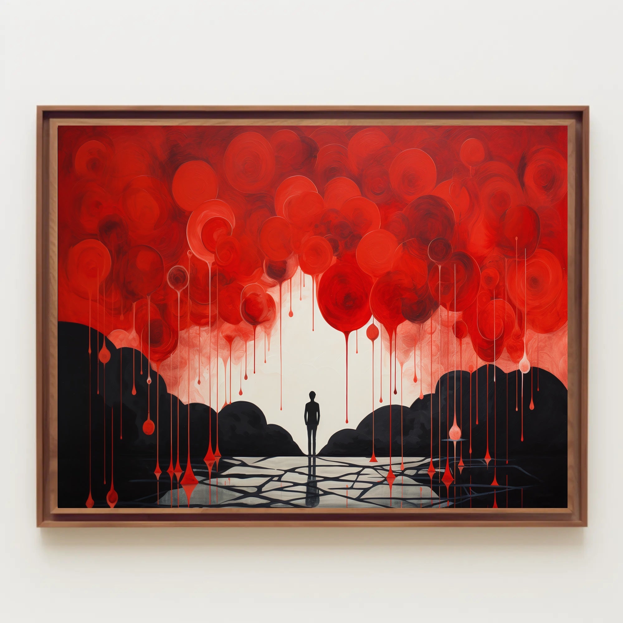 Surreal Silhouette in Red and Black Abstract or Artistic Poster