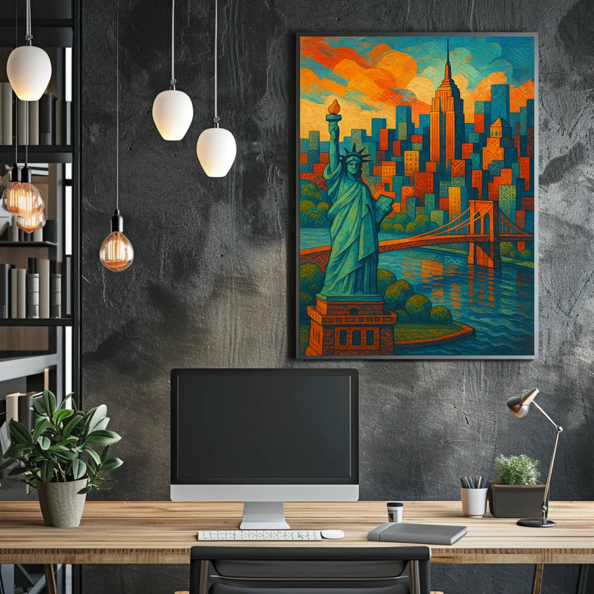 New York City Poster Abstract Vibrant Skyline Wall Art