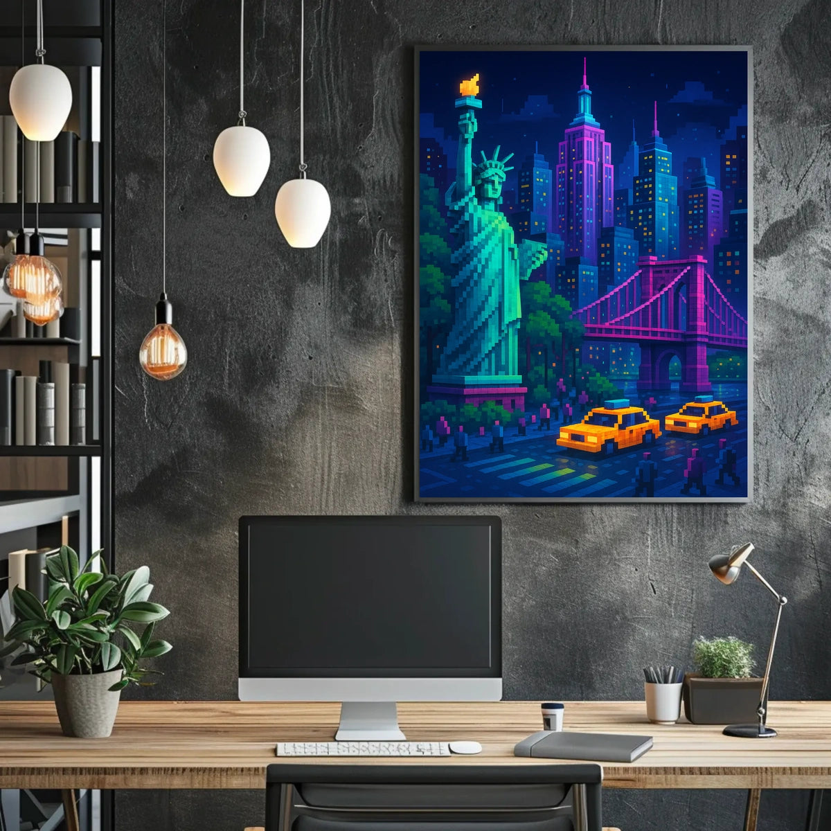 Pixelated New York Cityscape Poster