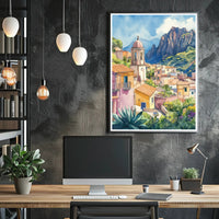 Serene Mediterranean Village Poster PosterGoat