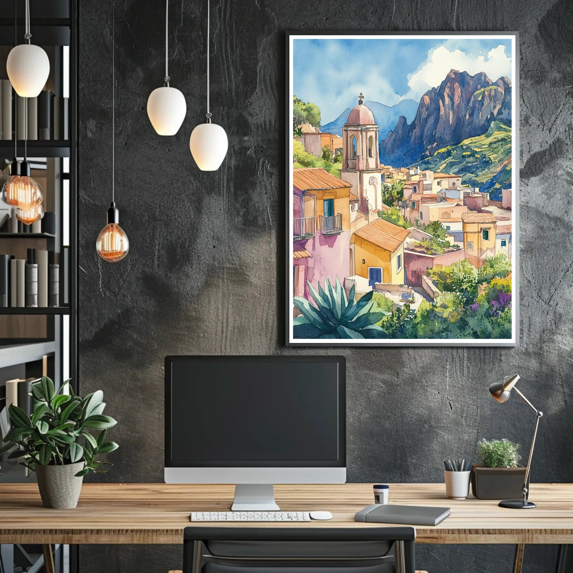 Serene Mediterranean Village Poster PosterGoat