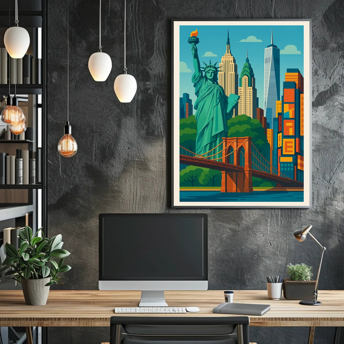 Iconic New York City Poster Vibrant Skyline Urban Decor