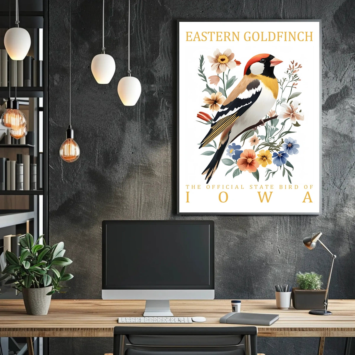 Eastern Goldfinch Iowa State Bird Art Poster