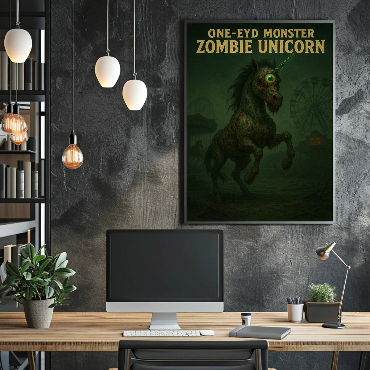 One-Eyed Monster Zombie Unicorn Poster