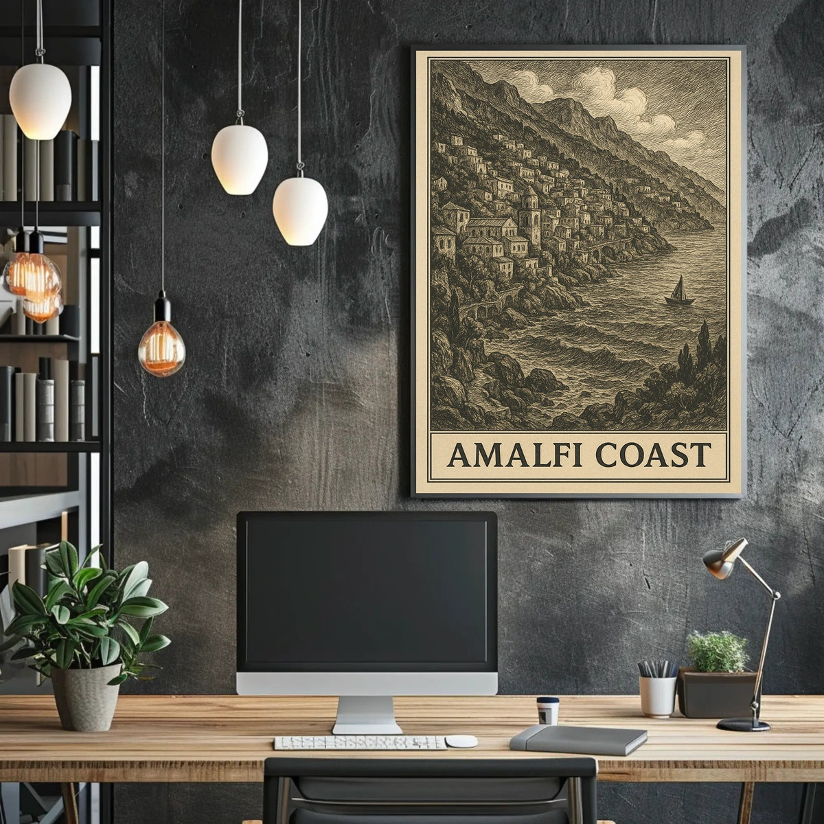 Amalfi Coast Poster Coastal Wall Art for Living Rooms