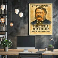 Chester A. Arthur 21st President of the United States Exaggerated Cartoon Sketch Poster