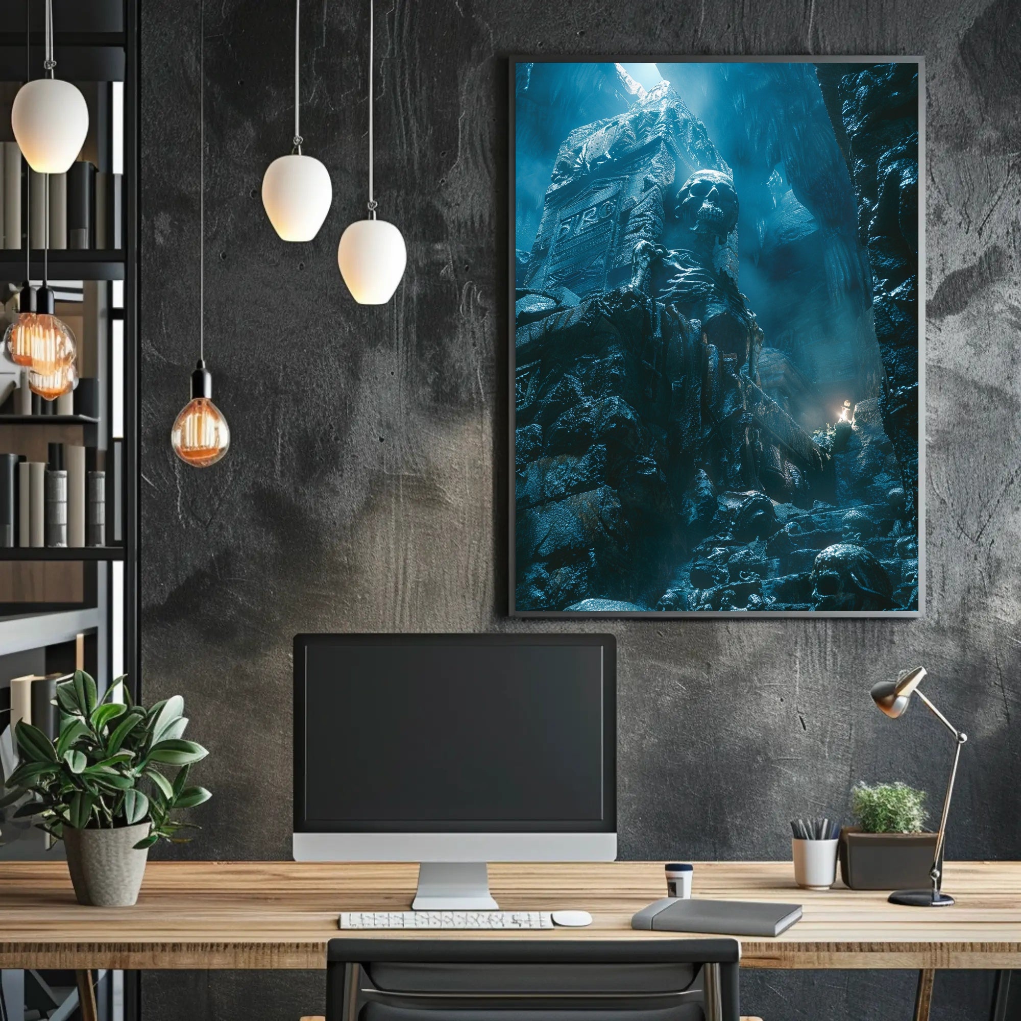 Eerie Crypt Skull Gothic Art Poster PosterGoat