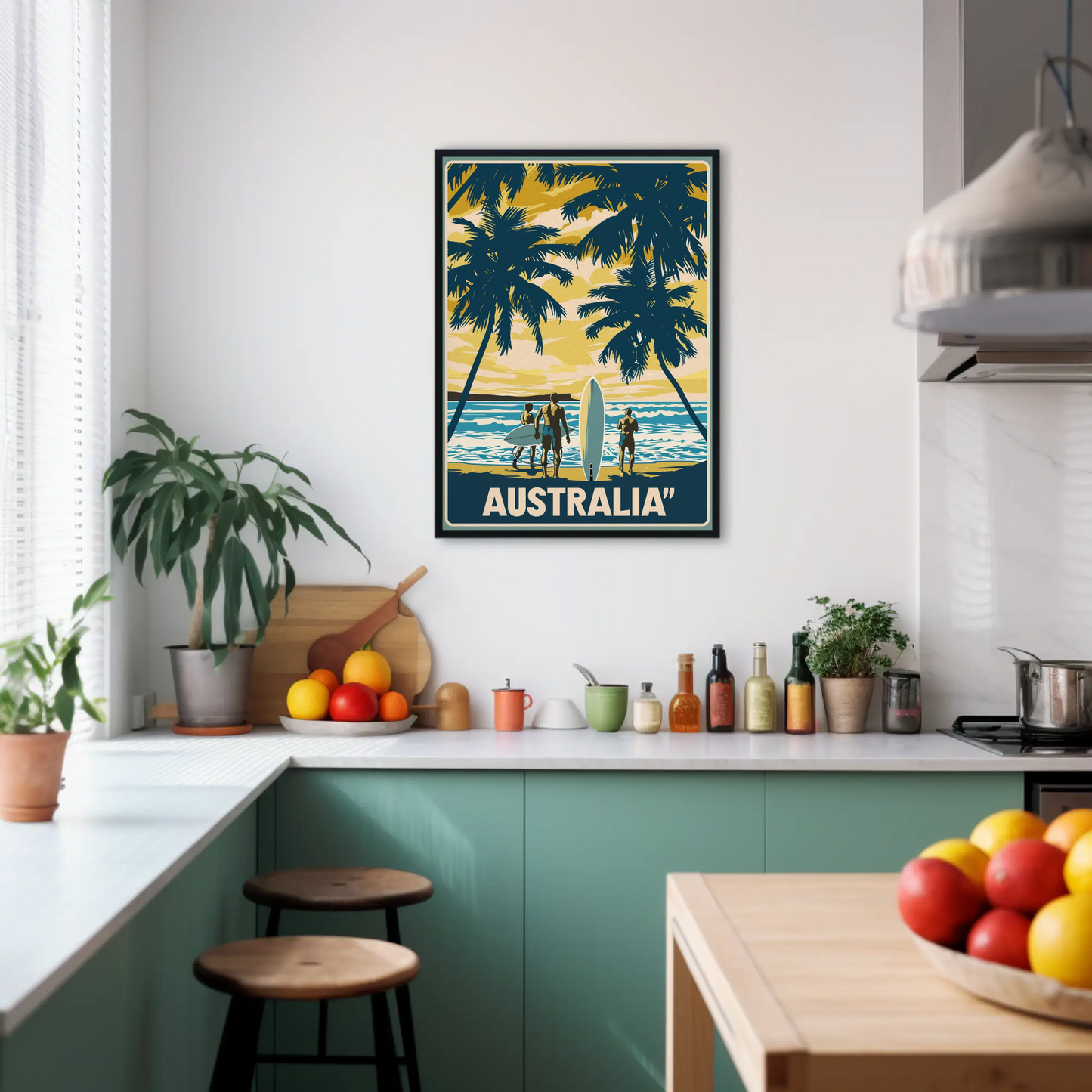 Vintage Travel Poster - Australia Surf Scene