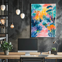 Vibrant Jungle Scene Abstract Artistic or Pop Culture Poster