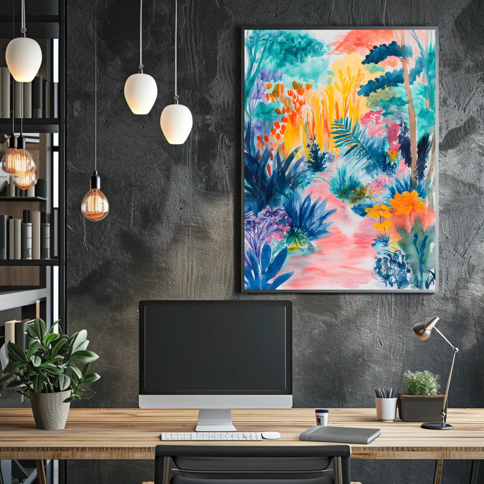 Vibrant Jungle Scene Abstract Artistic or Pop Culture Poster