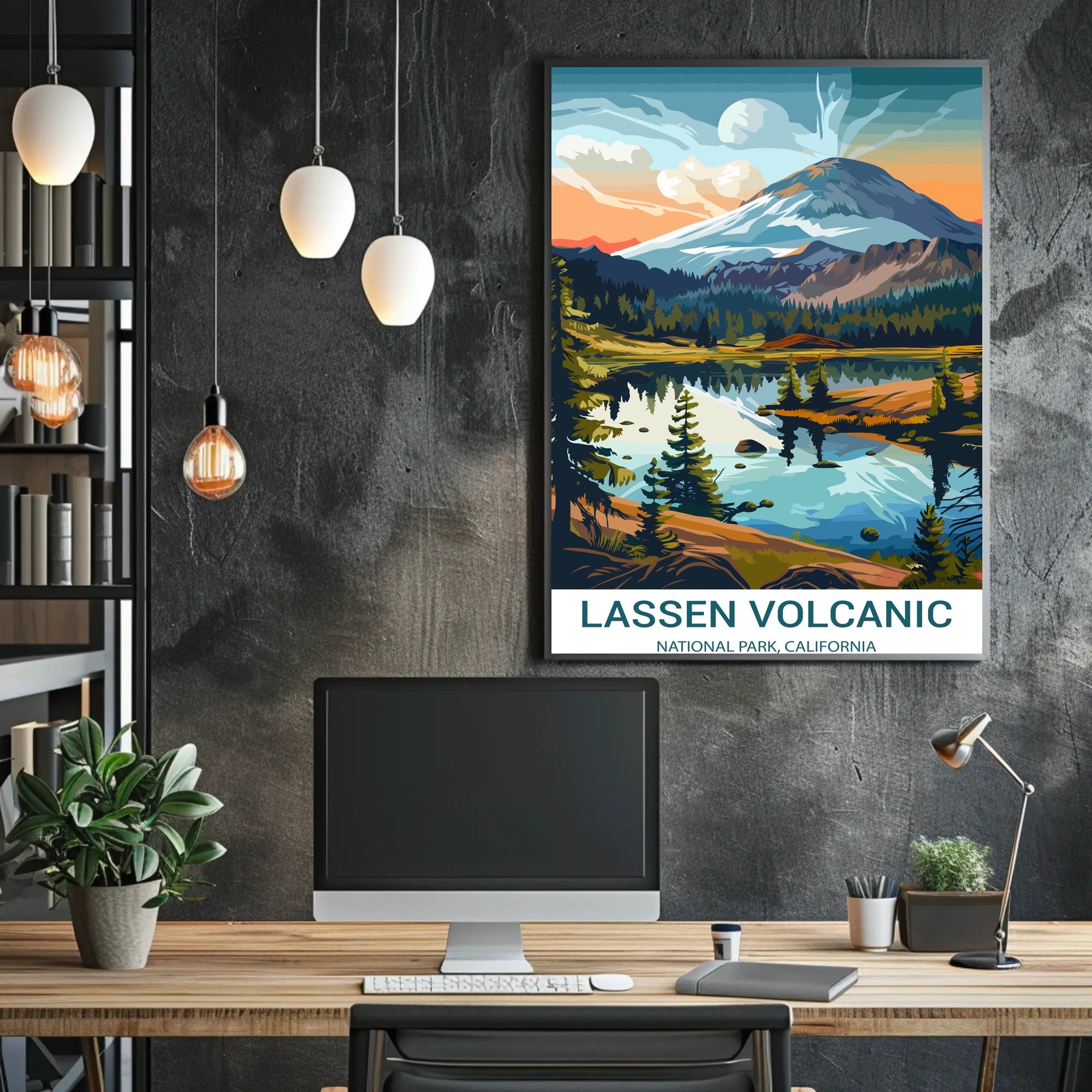 Lassen Volcanic National Park Vintage Travel Poster