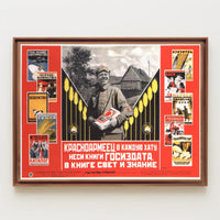 Red Army Soldier Spread Books for Light and Knowledge Poster