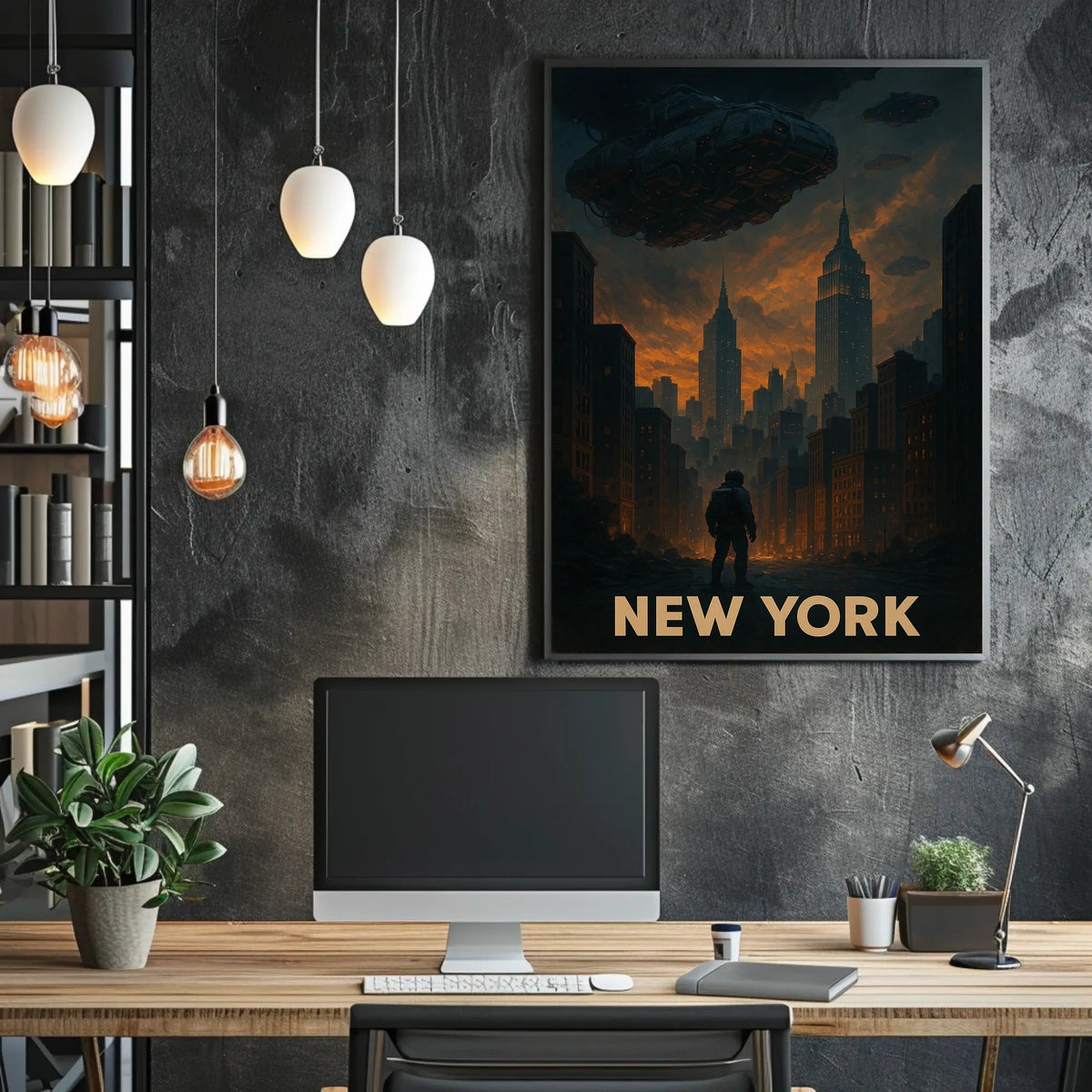 New York Futuristic Skyline Poster