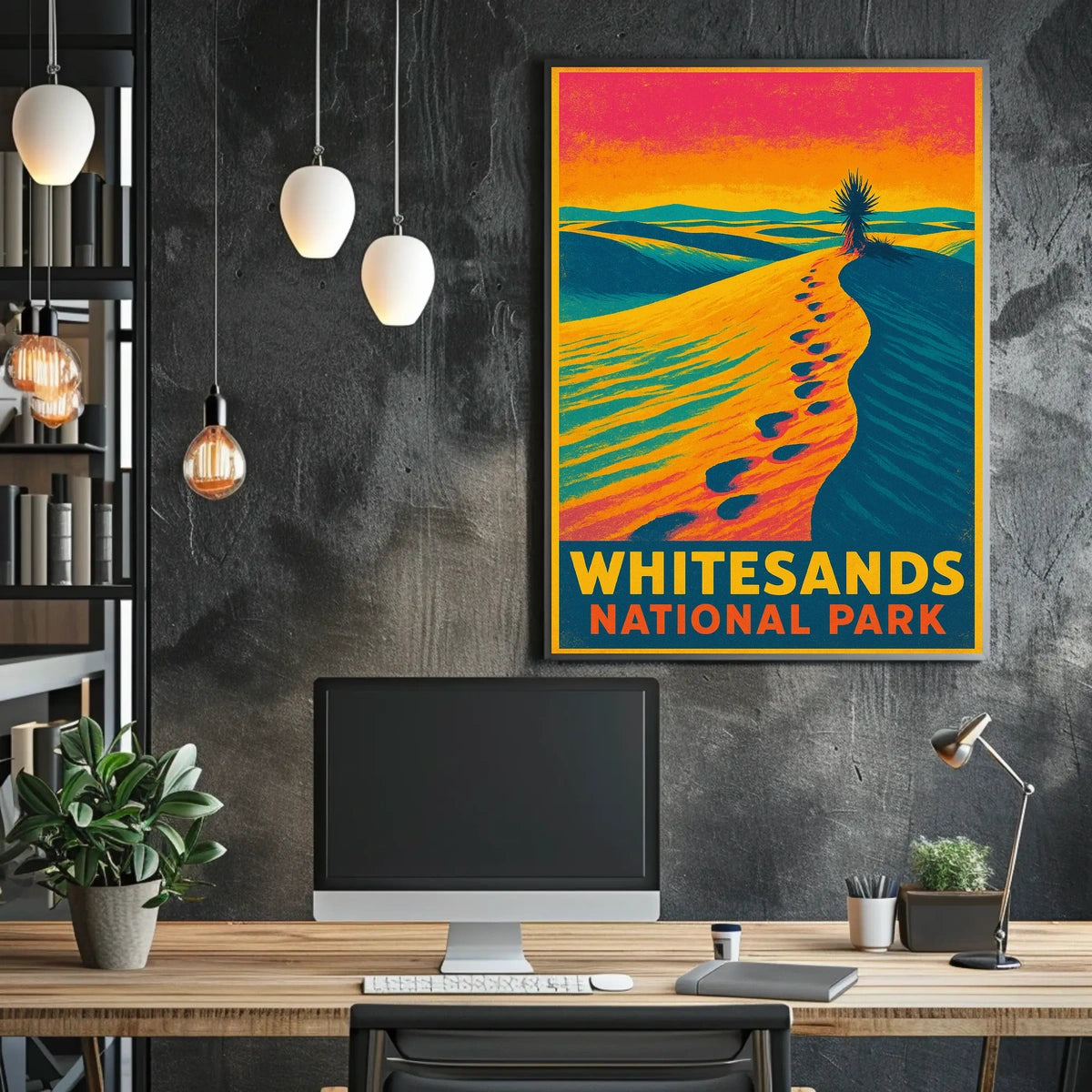 Whitesands National Park Vintage Desert Travel Poster