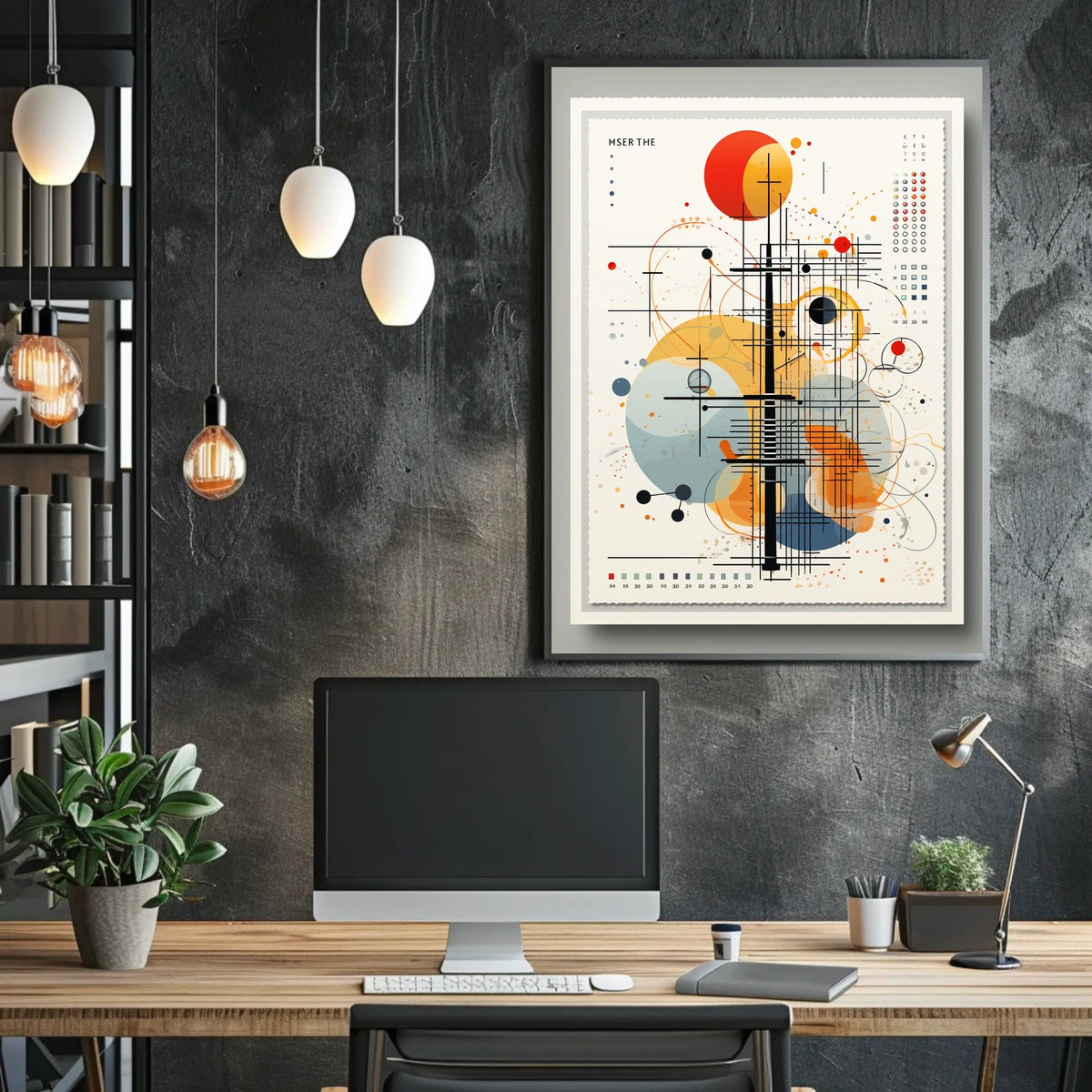Modern Abstract Geometric Lines and Circles Artistic Poster