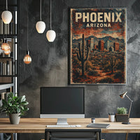Nostalgic Phoenix Desert Cityscape Vintage Poster