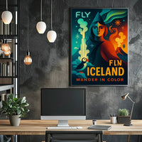 Iceland Adventure Fly and Wander Travel Poster PosterGoat