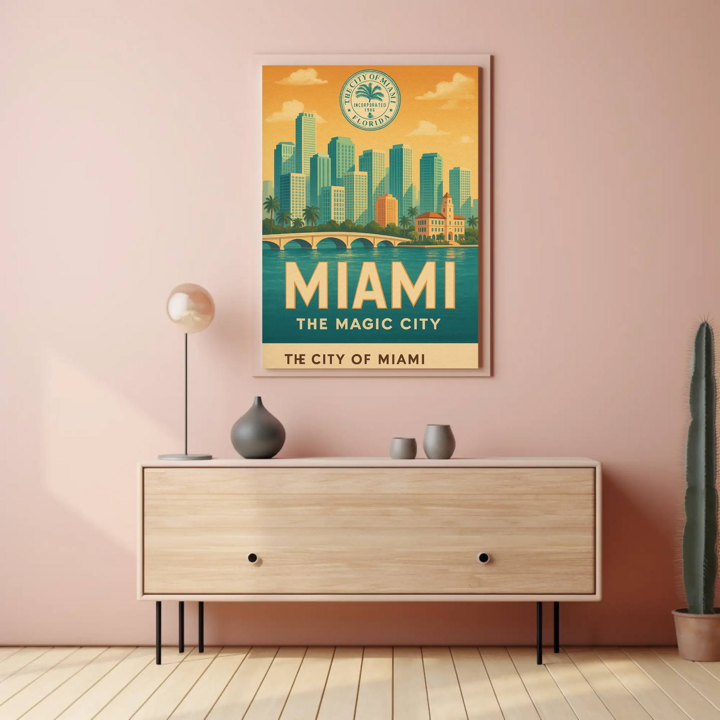 Miami Retro Seal Vintage Travel Poster