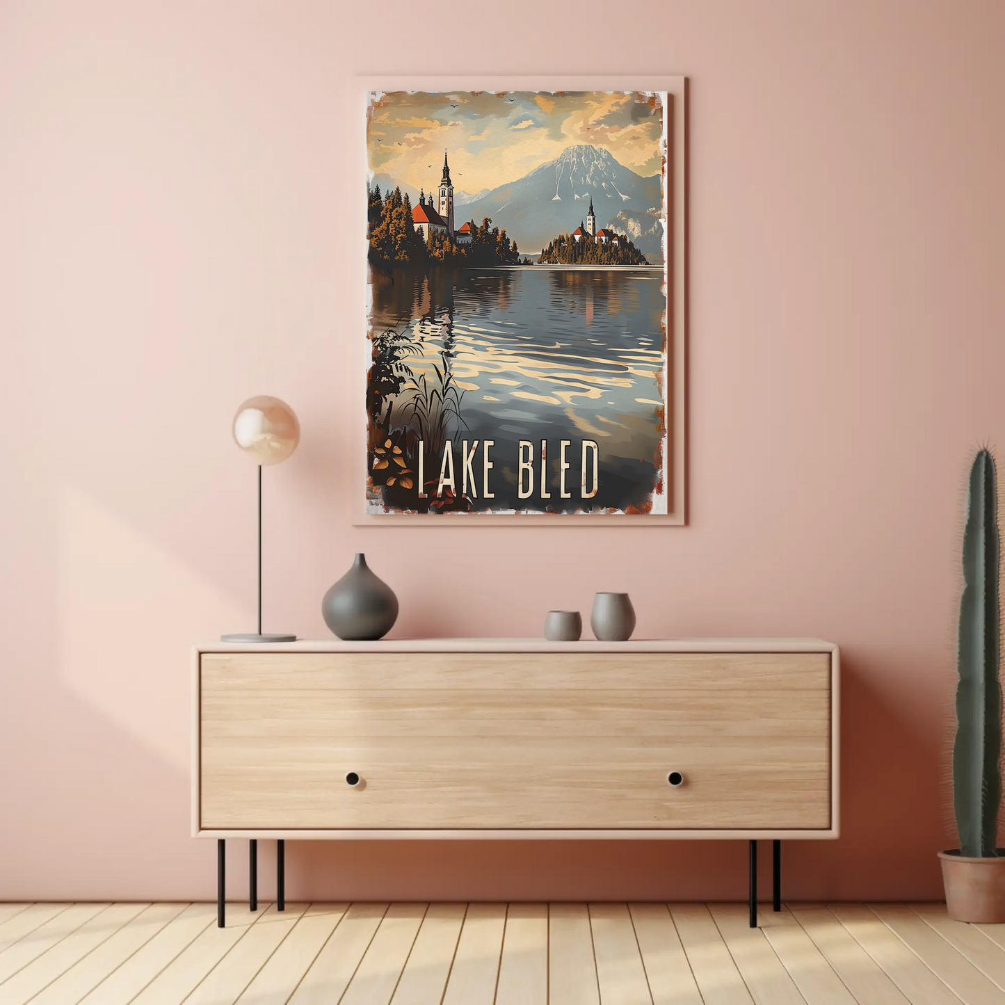 Lake Bled Island Church Reflection Travel Poster